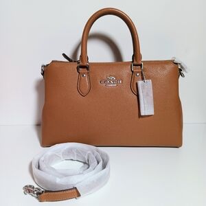Coach Georgia Pebble Leather Satchel Bag Light Saddle